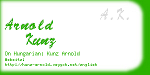 arnold kunz business card